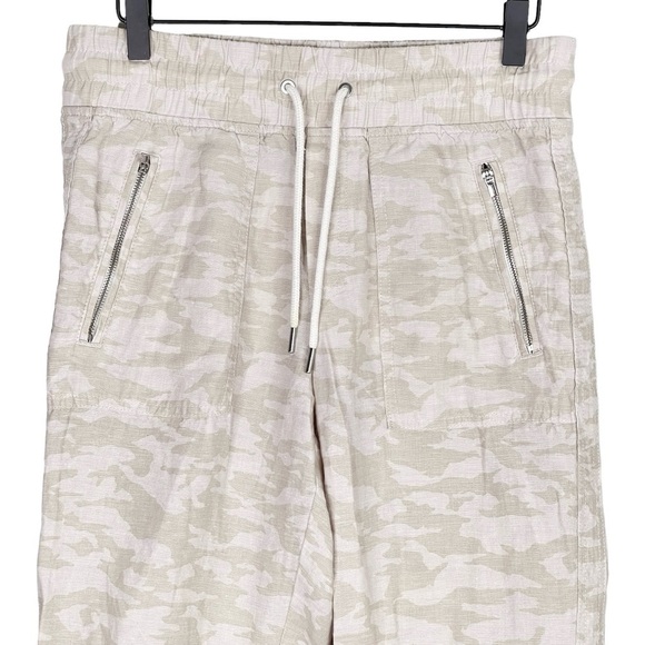 Athleta Cabo Tide Linen Jogger 4 Camo Elastic Waist Pull On Pant Beach Surf Tan - Picture 2 of 10